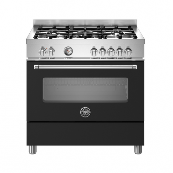 BERTAZZONI MAS95C1ENEC Κουζίνα Ηλεκτρική με Εστίες Αερίου 90cm Μαύρο